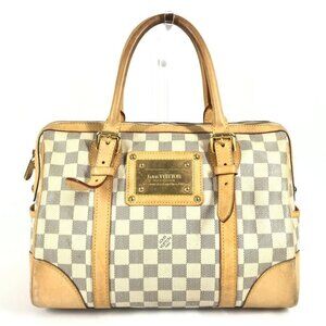 LOUIS VUITTON N52001 Damier Azur Berkeley PM Hand Bag Damier Azur Canvas White